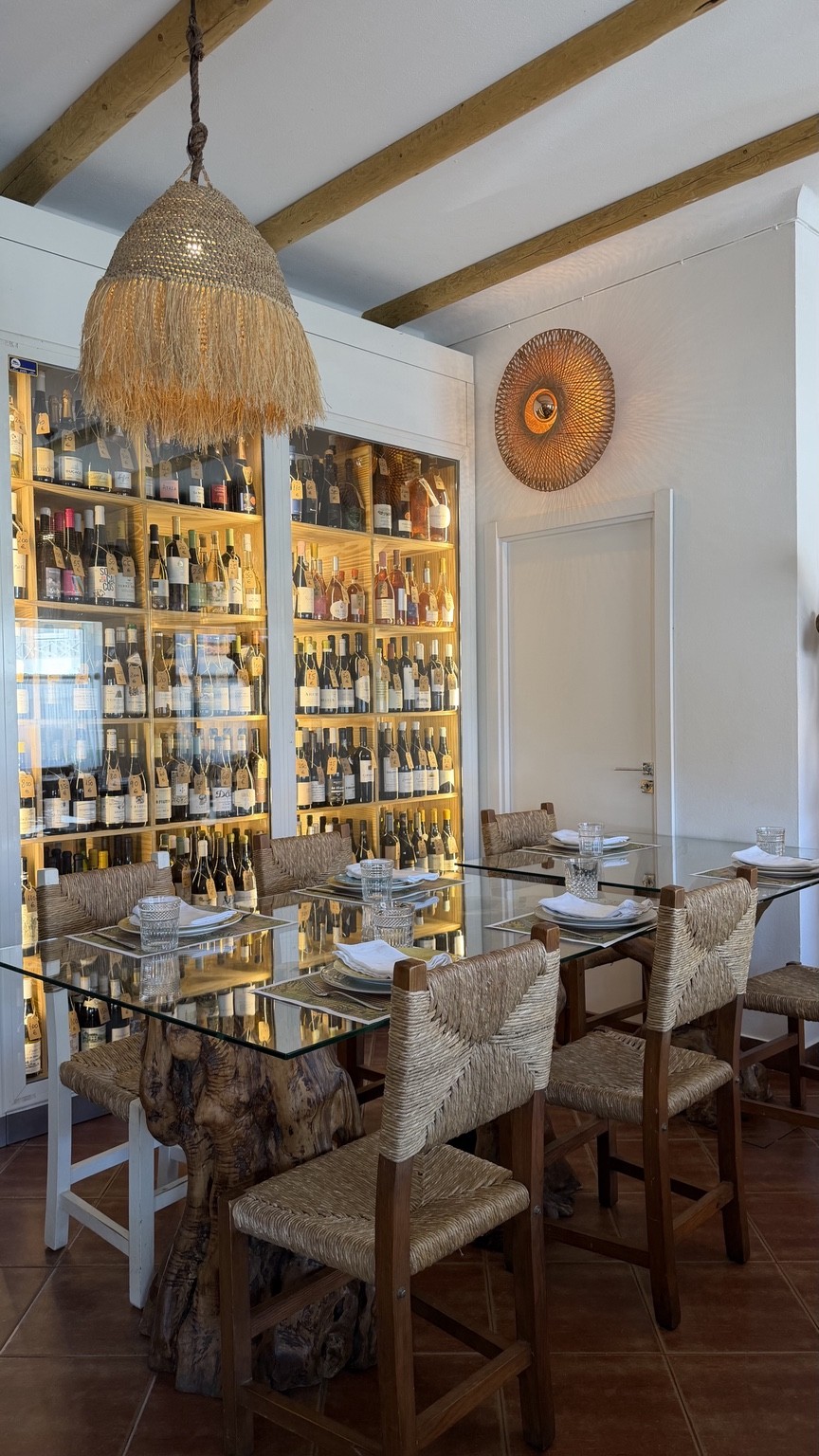 Illuminated wine wall at Restaurante São João